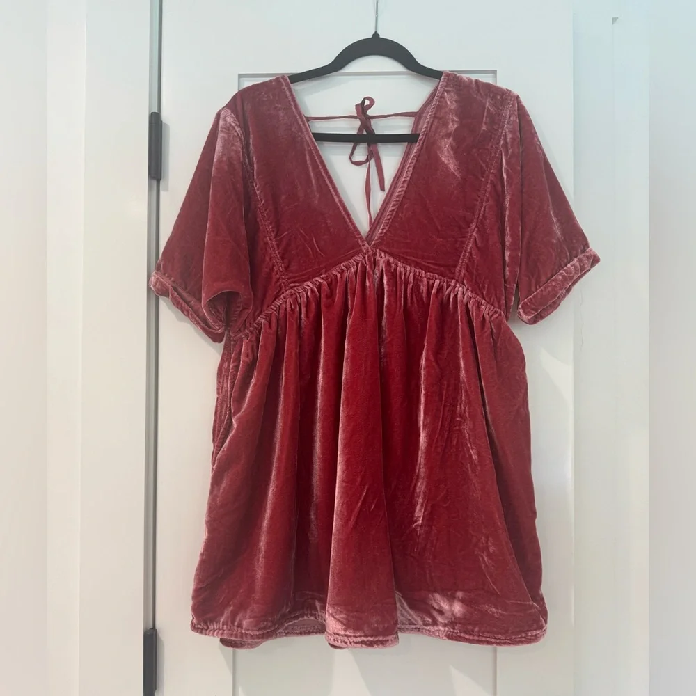 Free People Ivy Velvet Minidress Dress Tunic Size XS - Picture 2 of 9